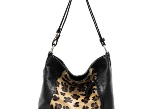 Leopard print Leather Bag with Adjustable Strap