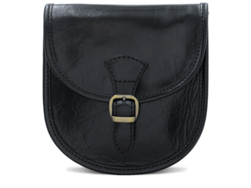 Black Tamponato Leather Saddle Crossbody