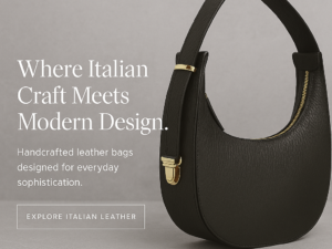 Black Round Italian Leather Grab‑Style Handbag