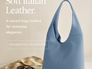 Dusty Blue Italian Leather hobo bag